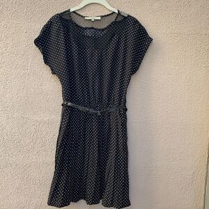 Bordeau Los Angeles Vintage Size Lace Crew Neck Medium Black White Pleated Dress